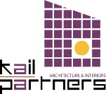 Black purple and yellow Kail Partners architecture & interiors logo